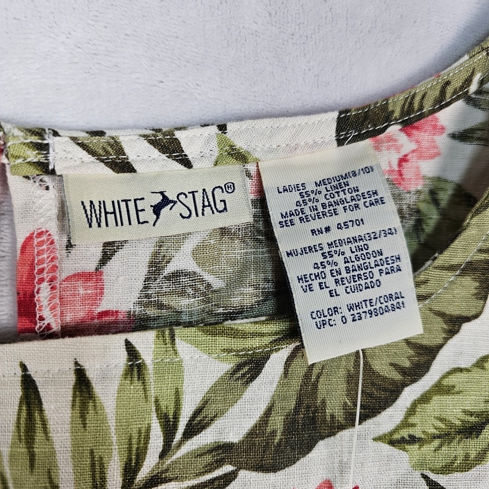White Stag Tropical Maxi Dress M 8 10 Linen Cotton Floral Slits Resort Wear NWT - Picture 3 of 13